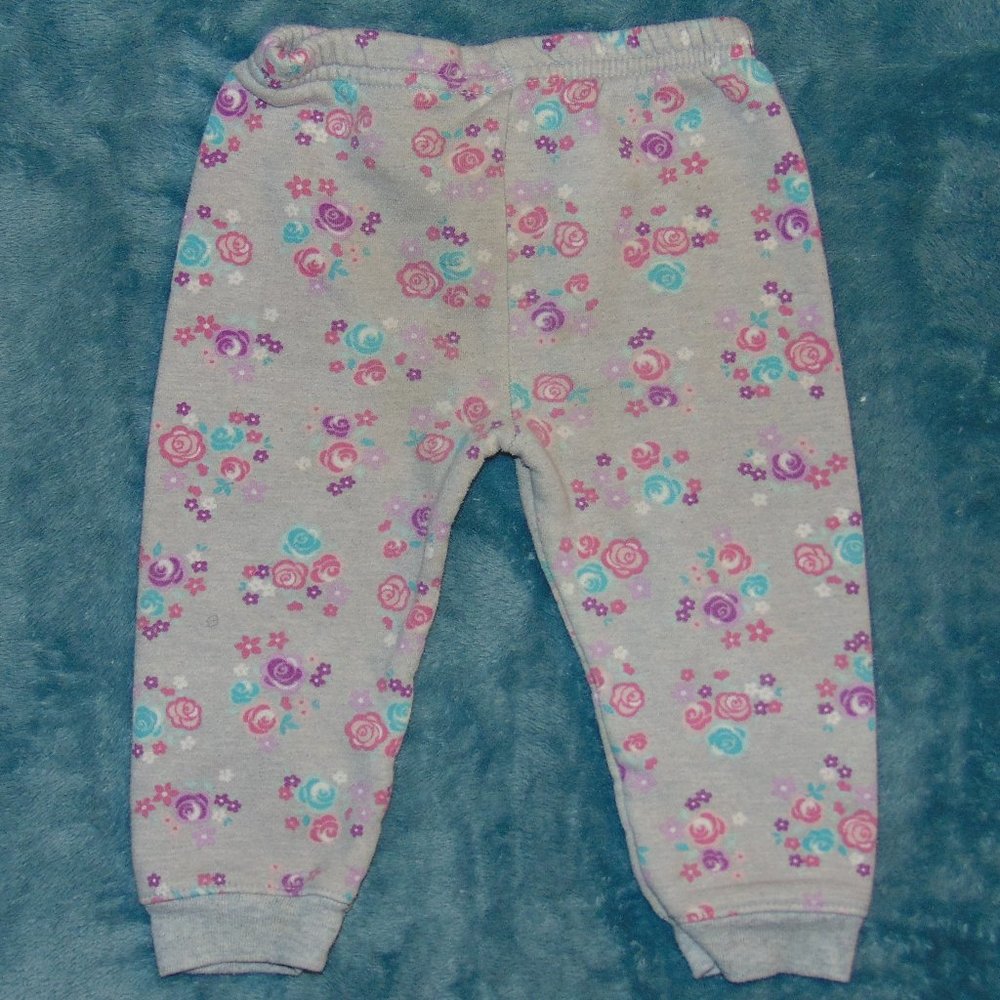 gray multicolor flower pattern sweatpants